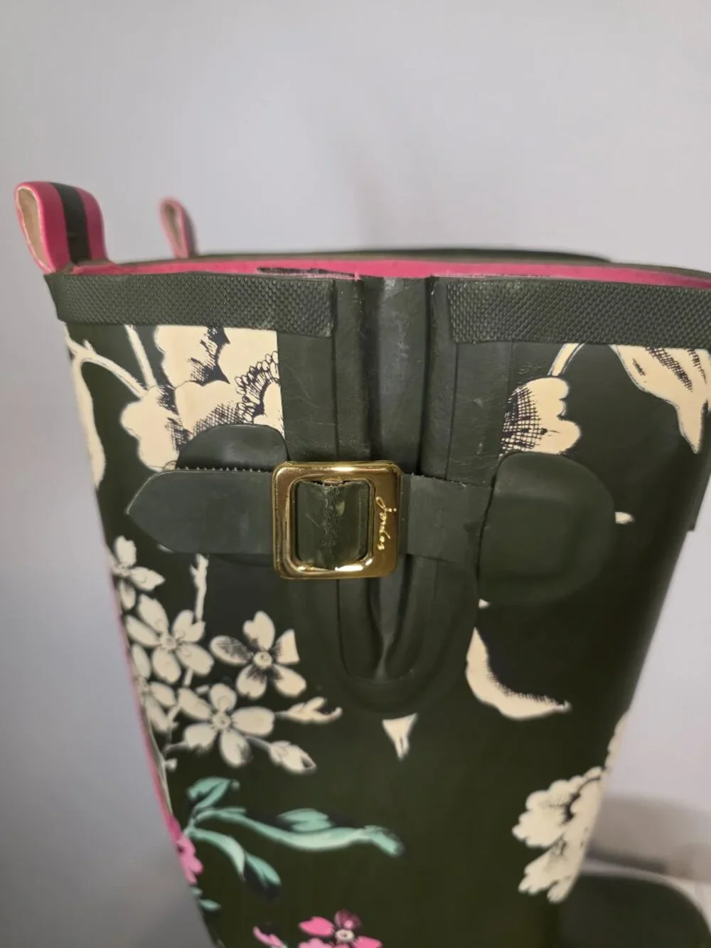 Joules Floral Womens Buckle Trim Rubber Rain Boots 16